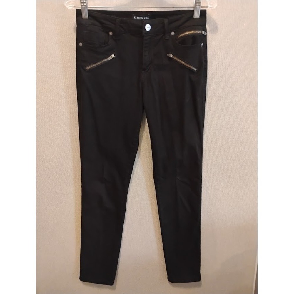 Kenneth Cole Jess Skinny Jeans Womens 4 Black  Mid Rise Zipper Details